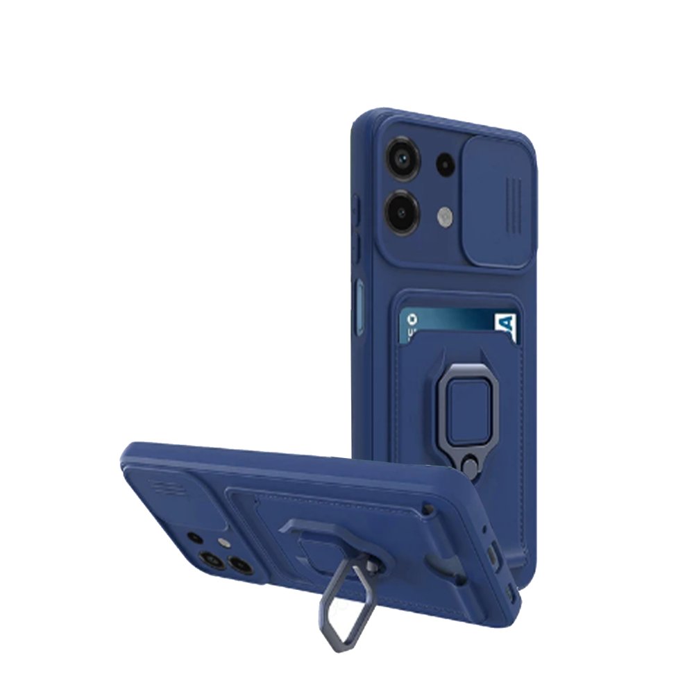 Redmi Note 13 4G Kılıf Zuma Kartvizitli Yüzüklü Silikon - Lacivert