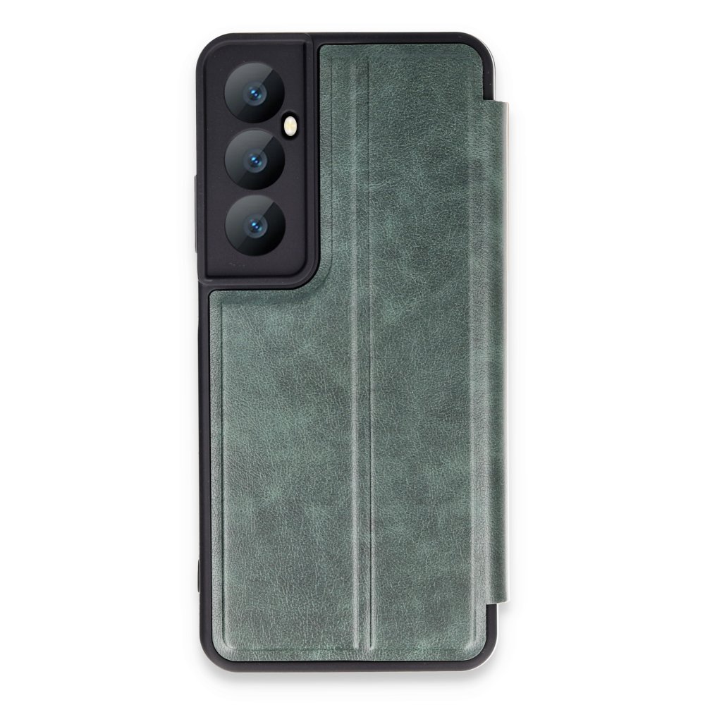 Realme C65 Kılıf Flip Cover - Koyu Yeşil  Realme C65 Kılıf Flip Cover - Koyu Yeşil
