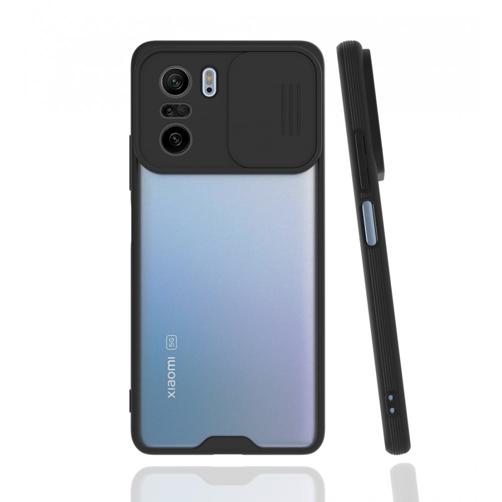Redmi K40 Kılıf Platin Kamera Koruma Silikon - Siyah