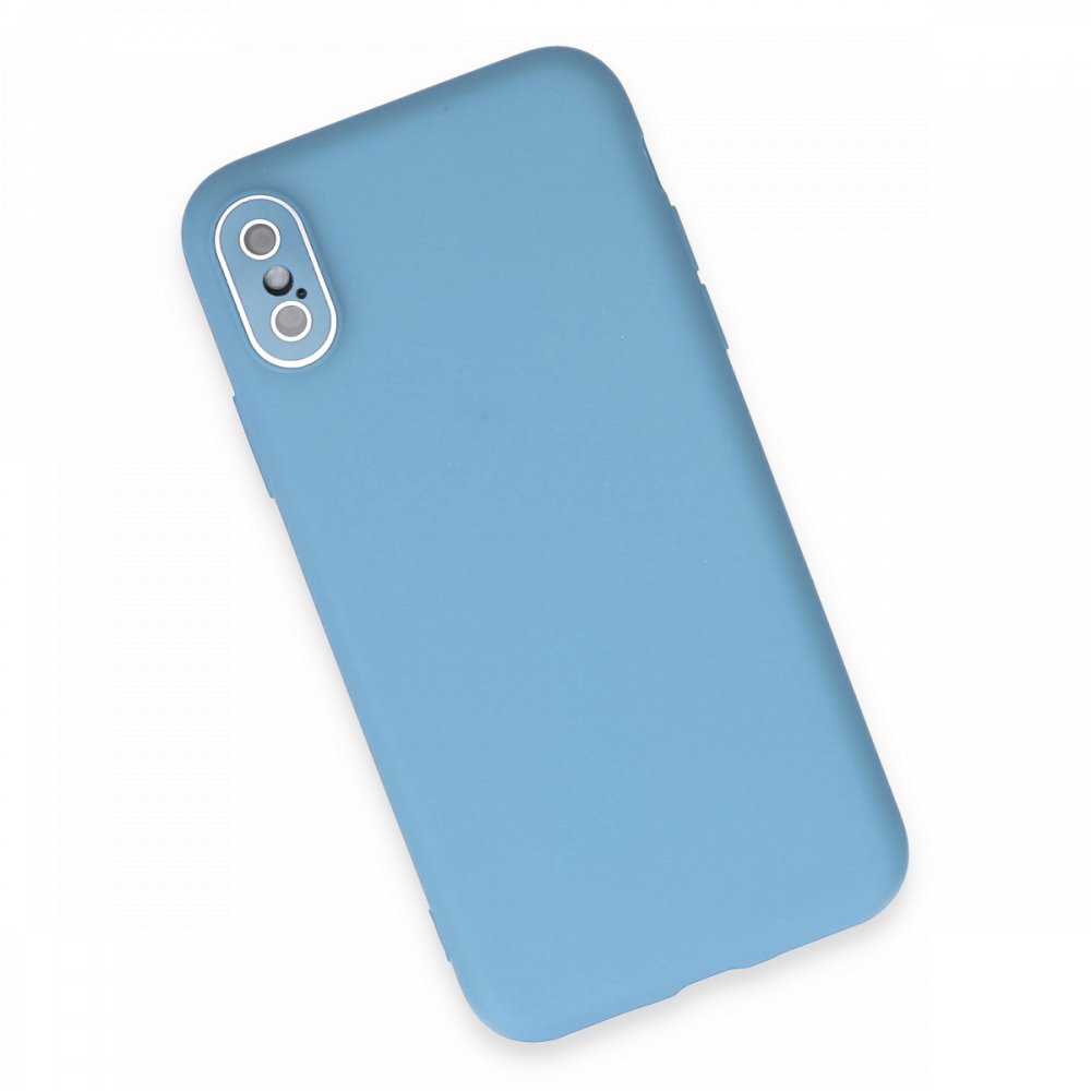 iPhone X Kılıf Lansman Glass Kapak - Mavi  iPhone X Kılıf Lansman Glass Kapak - Mavi