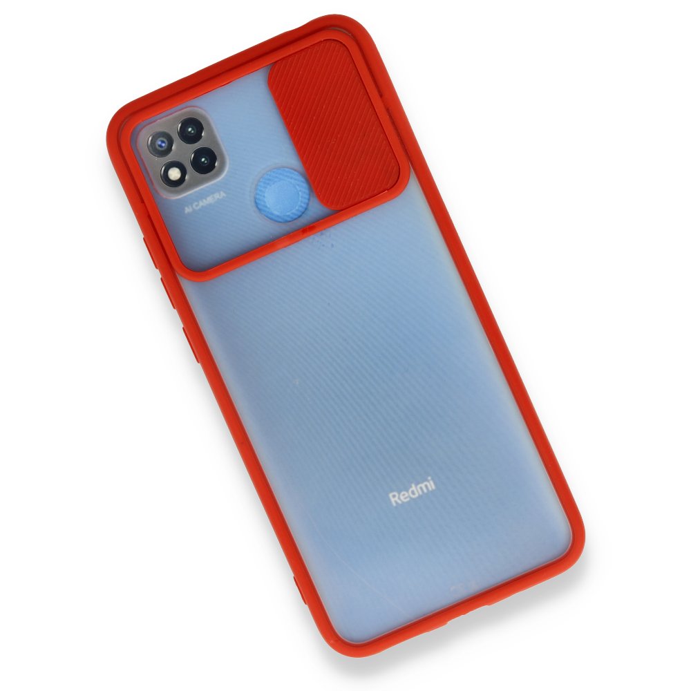 Redmi 9C Kılıf Palm Buzlu Kamera Sürgülü Silikon - Kırmızı
