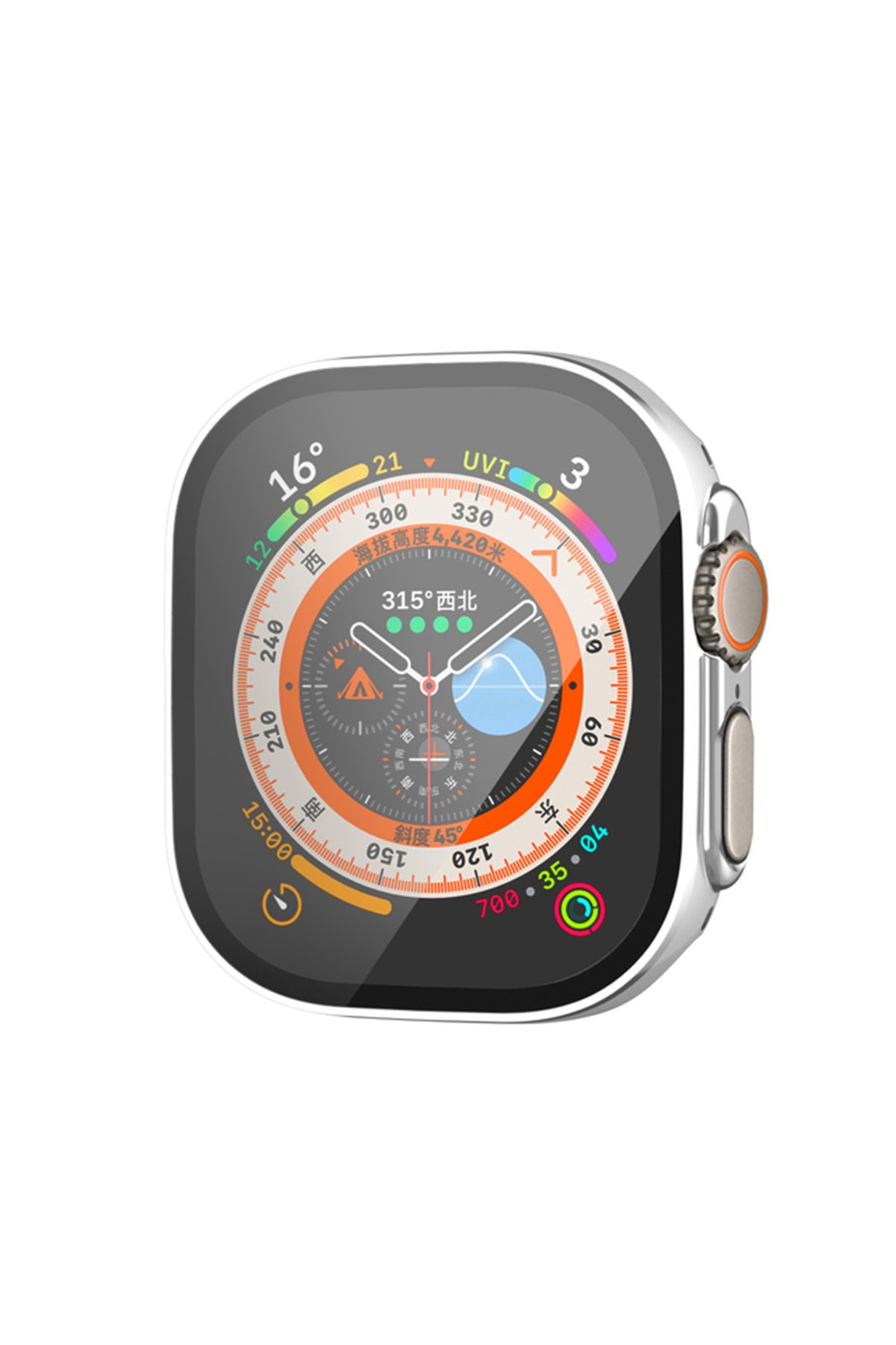  Apple Watch Ultra 49mm Legend Camlı Kasa Ekran Koruyucu - Gümüş