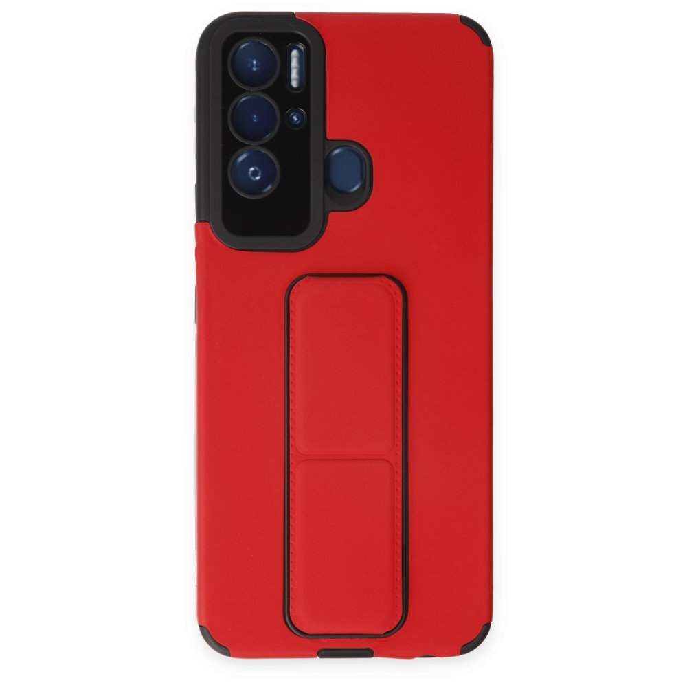  Tecno Pova Neo Kılıf Mega Standlı Silikon - Kırmızı