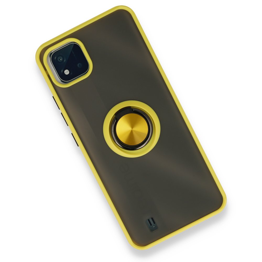 Realme C11 2021 Kılıf Montreal Yüzüklü Silikon Kapak - Sarı  Realme C11 2021 Kılıf Montreal Yüzüklü Silikon Kapak - Sarı