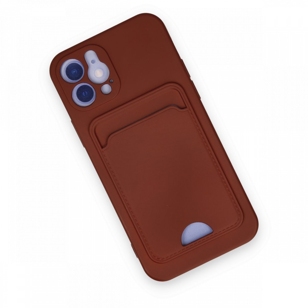  iPhone 12 Kılıf Kelvin Kartvizitli Silikon - Bordo