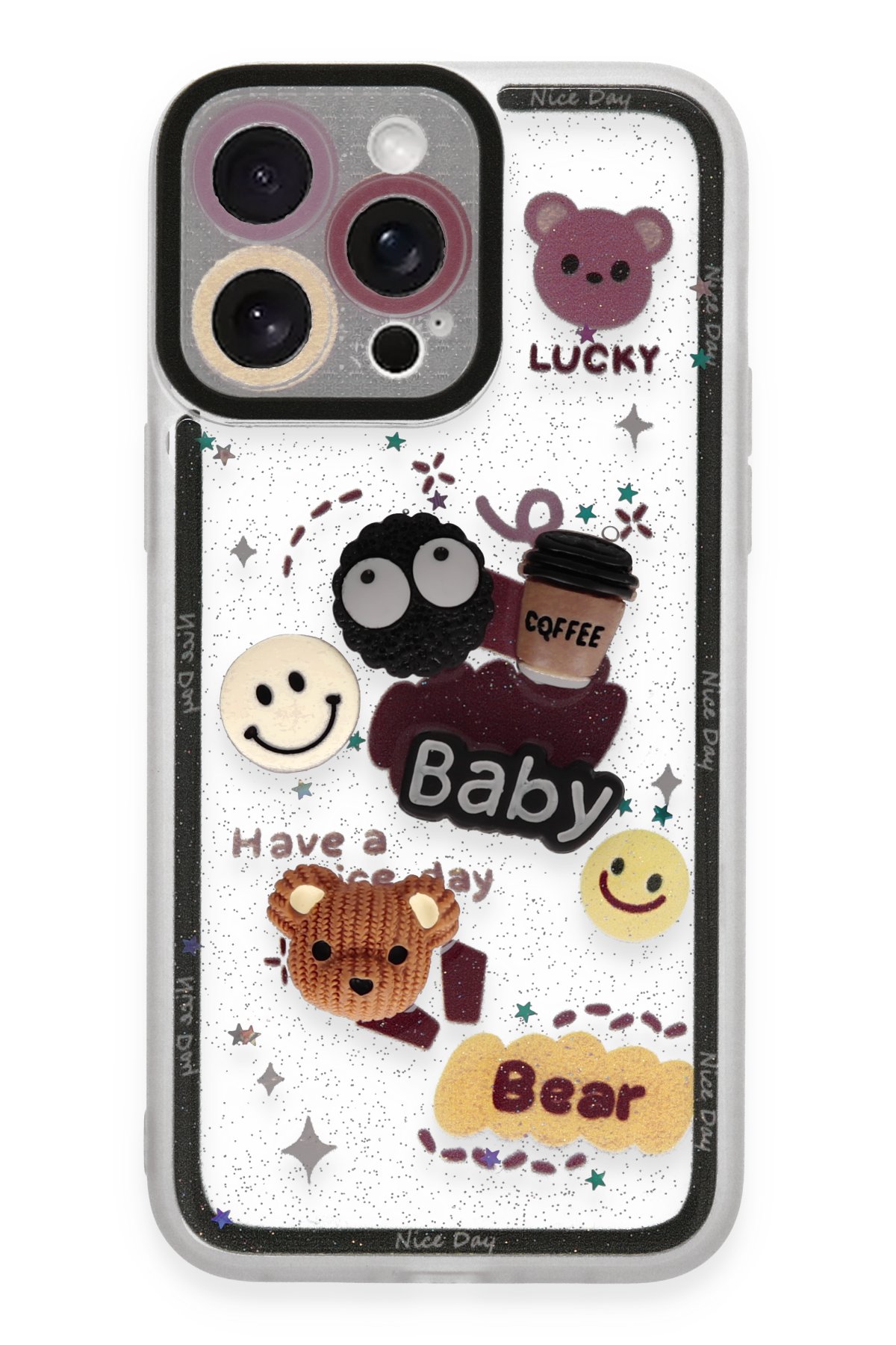  iPhone 14 Pro Max Kılıf Sweet Desenli Silikon Kapak - Sarı