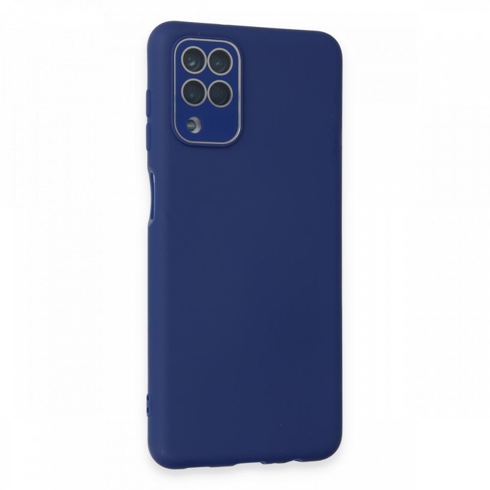 Samsung Galaxy M22 Kılıf Lansman Glass Kapak - Sky Blue