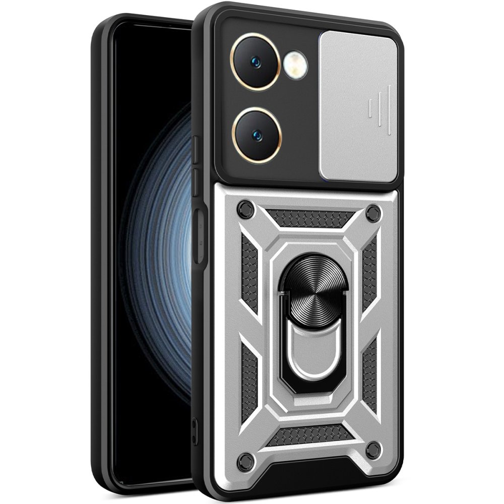 Vivo Y18 Kılıf Pars Lens Yüzüklü Silikon - Gümüş Vivo Y18 Kılıf Pars Lens Yüzüklü Silikon - Gümüş