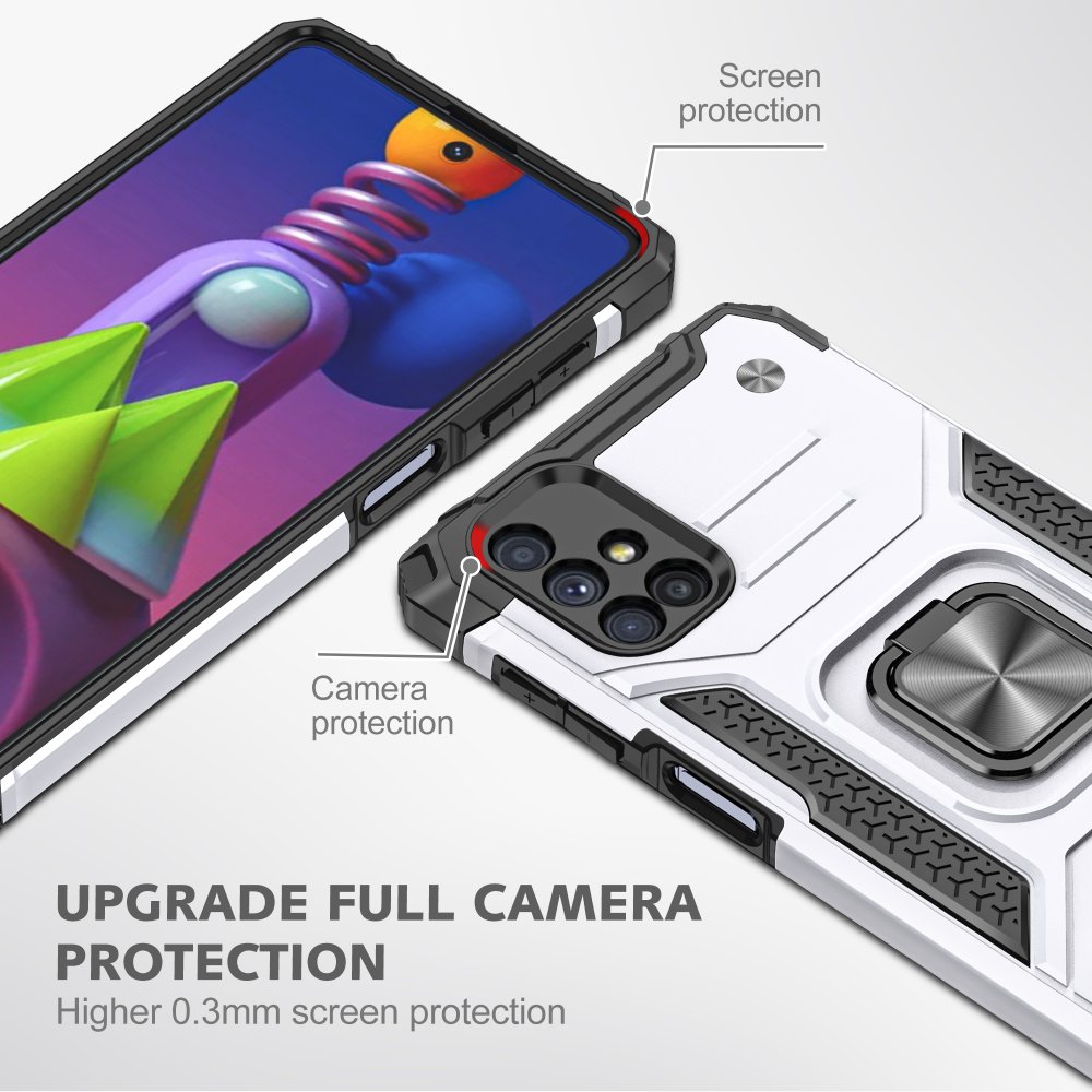  Samsung Galaxy M51 Kılıf Zegna Yüzüklü Silikon Kapak - Gümüş