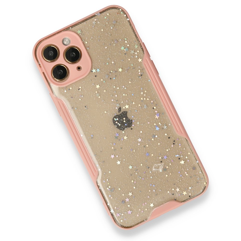  iPhone 12 Pro Kılıf Platin Simli Silikon - Pembe