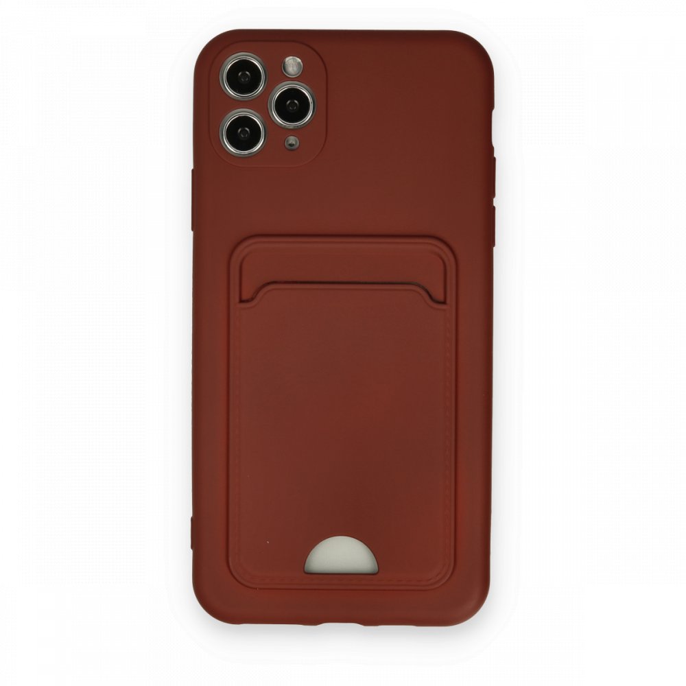 iPhone 11 Pro Max Kılıf Kelvin Kartvizitli Silikon - Bordo