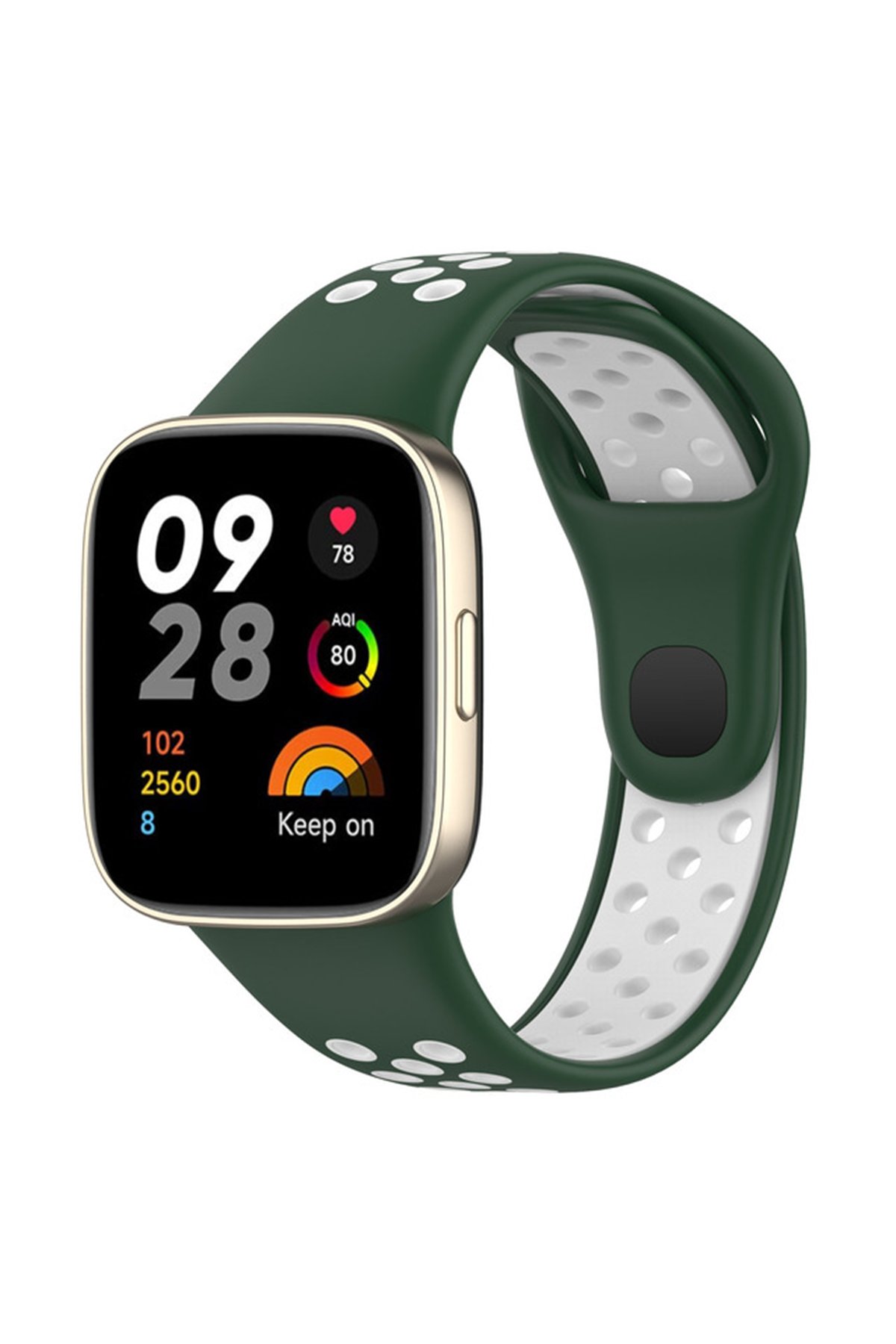 Redmi Watch 3 Spor Delikli Kordon - Haki Yeşil-Beyaz