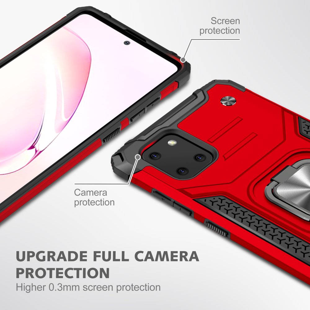  Samsung Galaxy A81 / Note 10 Lite Kılıf Zegna Yüzüklü Silikon Kapak - Kırmızı