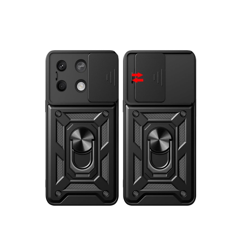  Xiaomi Poco M6 Pro 4G Kılıf Pars Lens Yüzüklü Silikon - Kırmızı