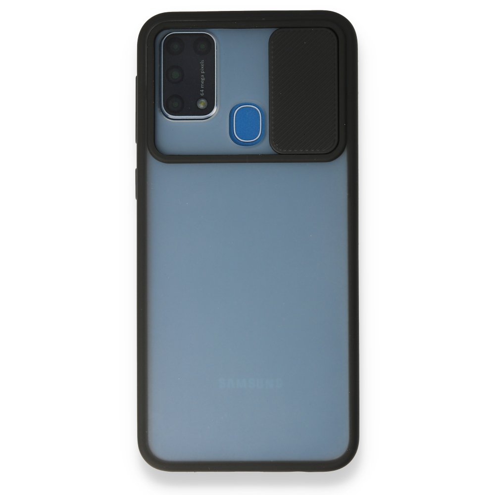  Samsung Galaxy M31 Kılıf Palm Buzlu Kamera Sürgülü Silikon - Siyah