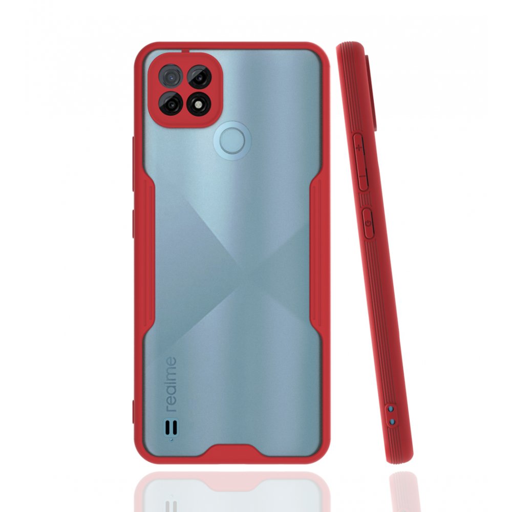  Realme C21 Kılıf Platin Silikon - Kırmızı
