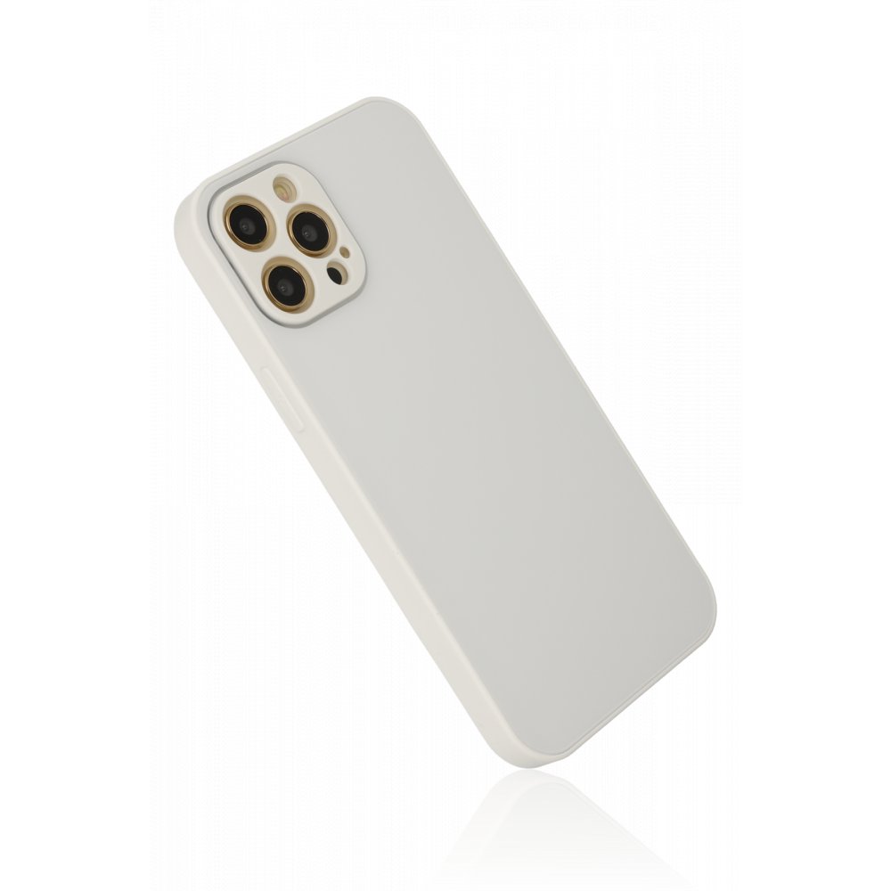  iPhone 12 Pro Max Kılıf Glass Kapak - Beyaz