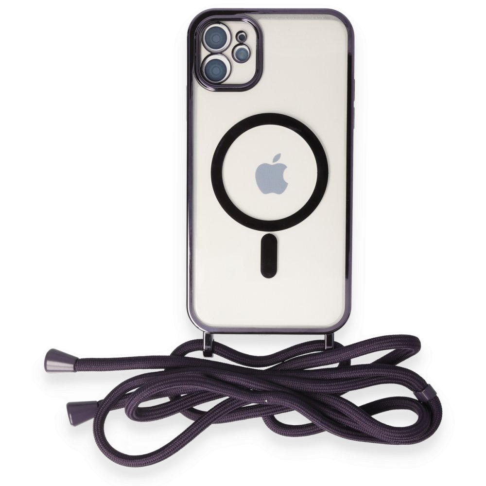 iPhone 11 Kılıf Divo Lazer Askılı Magsafe Kapak - Derin Mor iPhone 11 Kılıf Divo Lazer Askılı Magsafe Kapak - Derin Mor