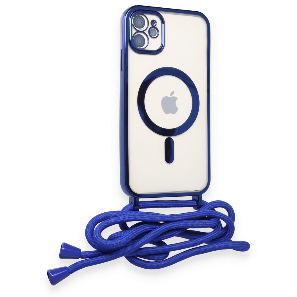 iPhone 12 Kılıf Divo Lazer Askılı Magsafe Kapak - Mavi iPhone 12 Kılıf Divo Lazer Askılı Magsafe Kapak - Mavi