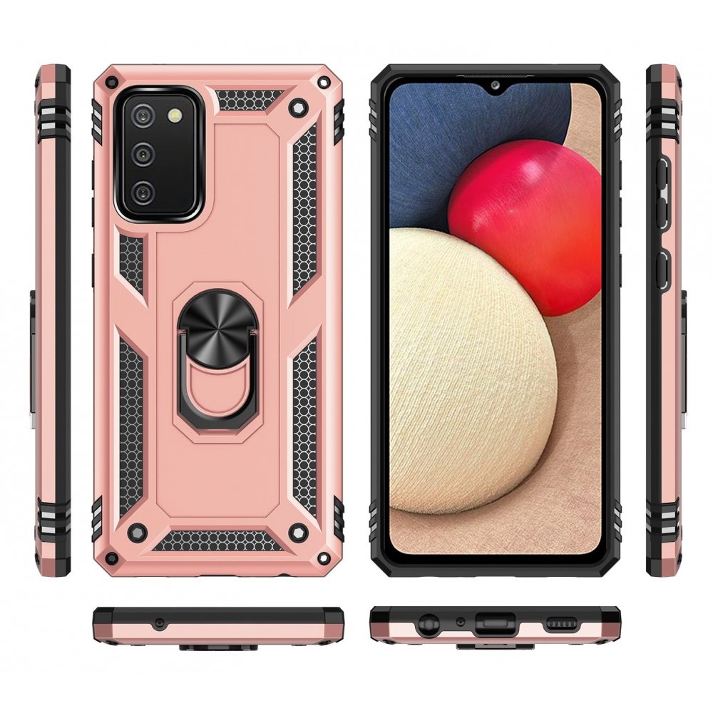  Samsung Galaxy A03S Kılıf Sofya Yüzüklü Silikon Kapak - Rose