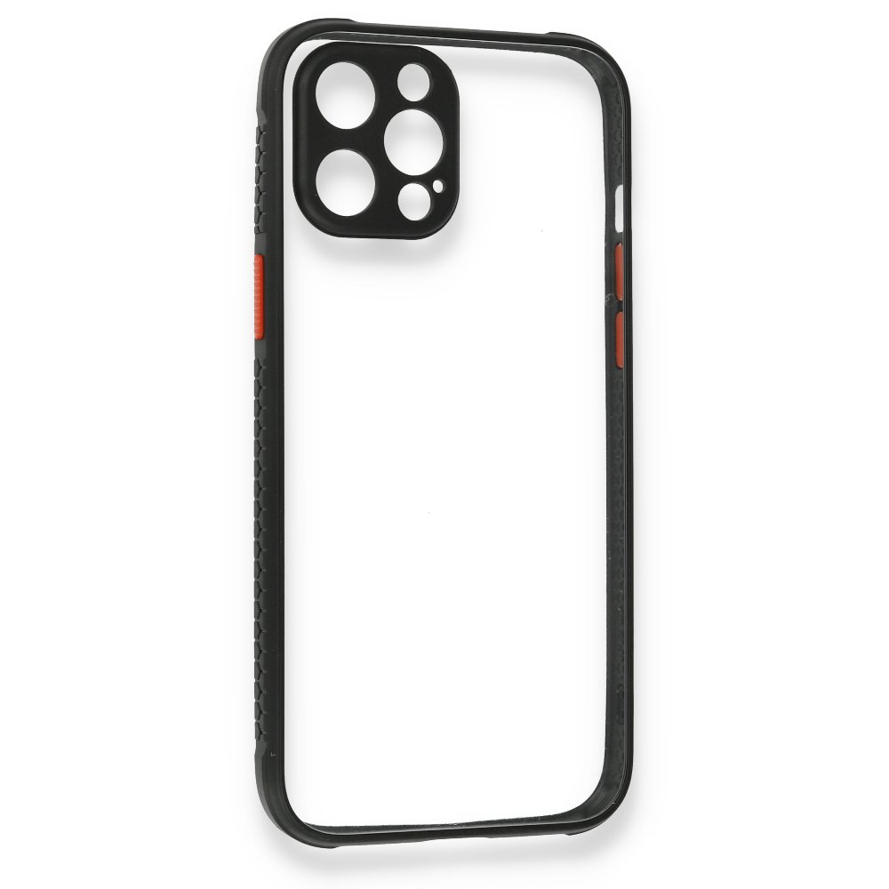  iPhone 12 Kılıf Miami Şeffaf Silikon - Siyah