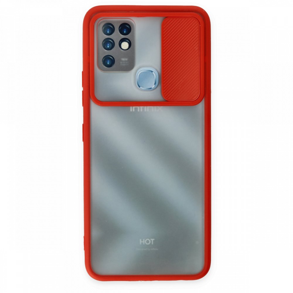 İnfinix Hot 10 Kılıf Palm Buzlu Kamera Sürgülü Silikon - Kırmızı İnfinix Hot 10 Kılıf Palm Buzlu Kamera Sürgülü Silikon - Kırmızı