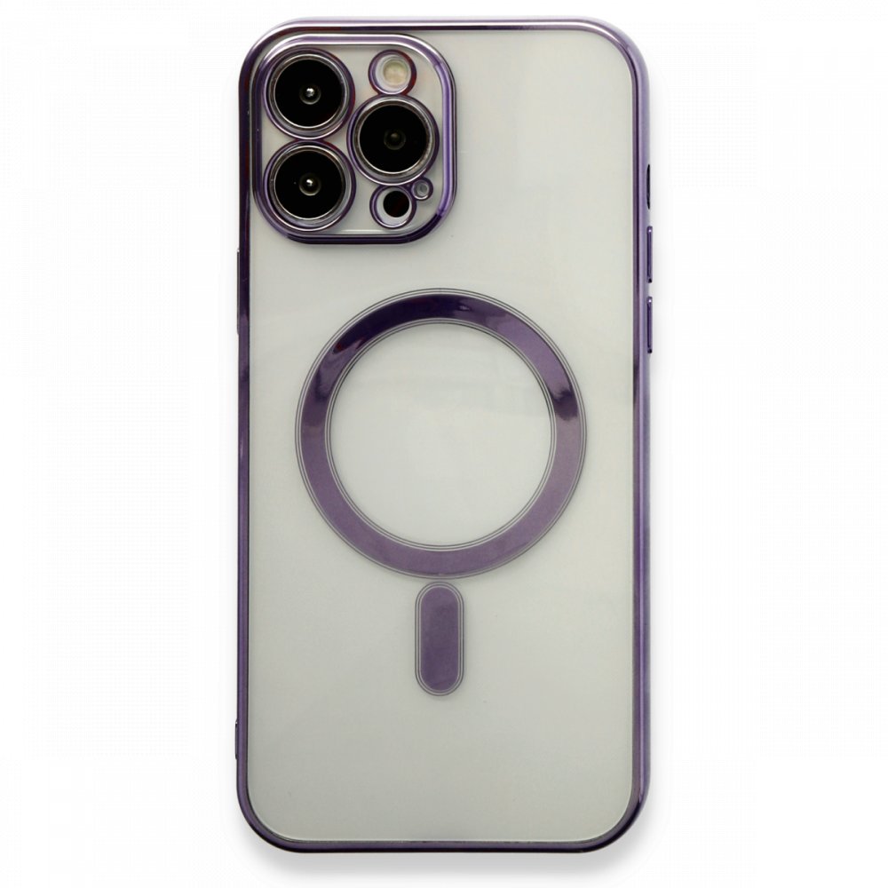 iPhone 13 Pro Kılıf Magneticsafe Lazer Silikon - Mor iPhone 13 Pro Kılıf Magneticsafe Lazer Silikon - Mor
