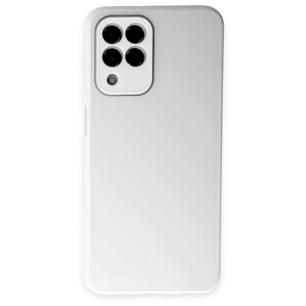  Samsung Galaxy M33 Kılıf Glass Kapak - Beyaz