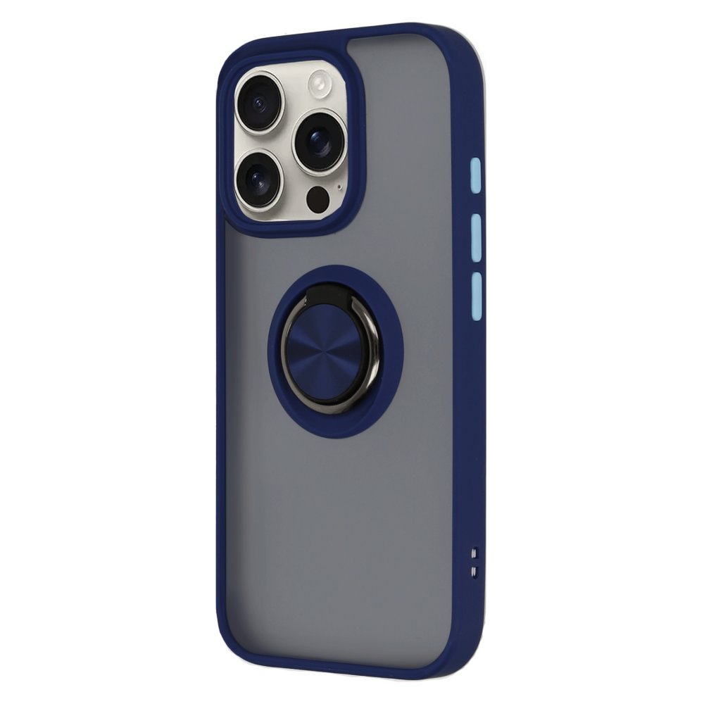  iPhone 16 Pro Kılıf Montreal Yüzüklü Silikon Kapak - Lacivert