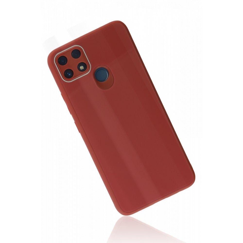 Realme C25 Kılıf Glass Kapak - Bordo Realme C25 Kılıf Glass Kapak - Bordo
