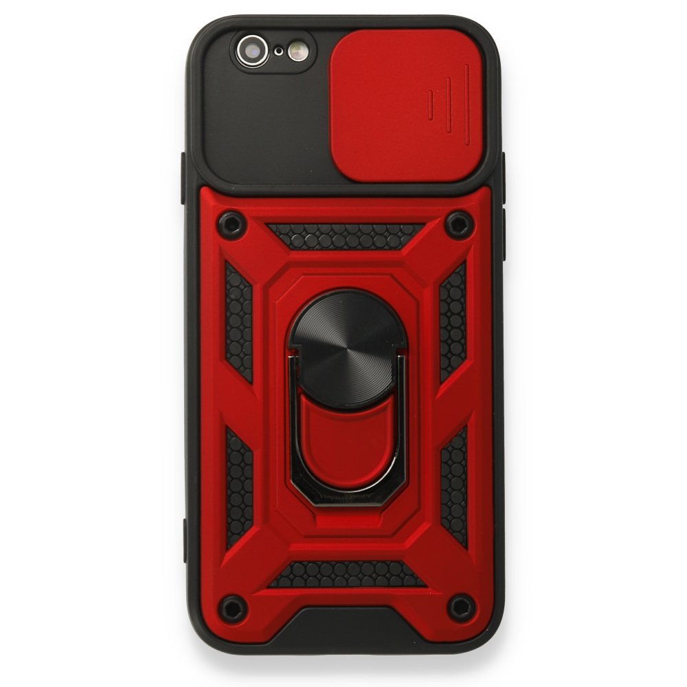  iPhone 6 Kılıf Pars Lens Yüzüklü Silikon - Kırmızı