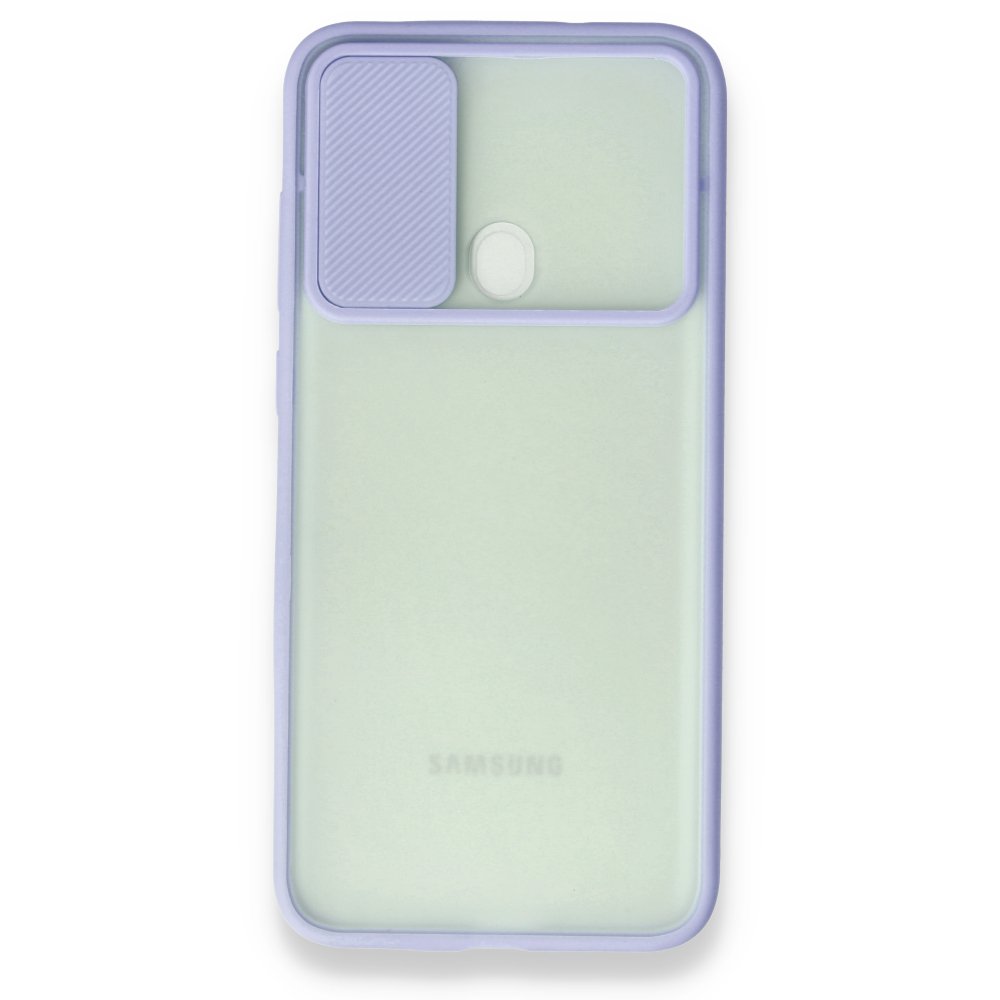  Samsung Galaxy M11 Kılıf Palm Buzlu Kamera Sürgülü Silikon - Lila