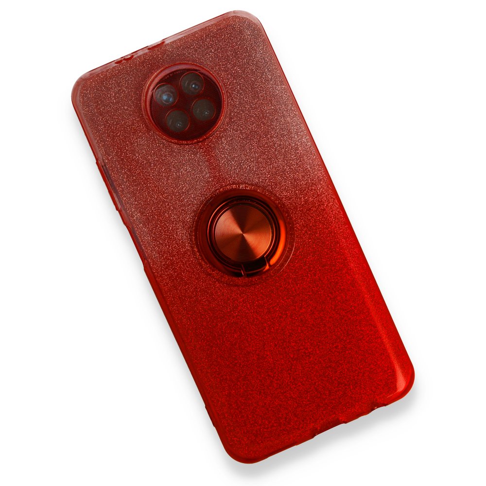 Redmi Note 9 5G Kılıf Simli Yüzüklü Silikon - Kırmızı Redmi Note 9 5G Kılıf Simli Yüzüklü Silikon - Kırmızı