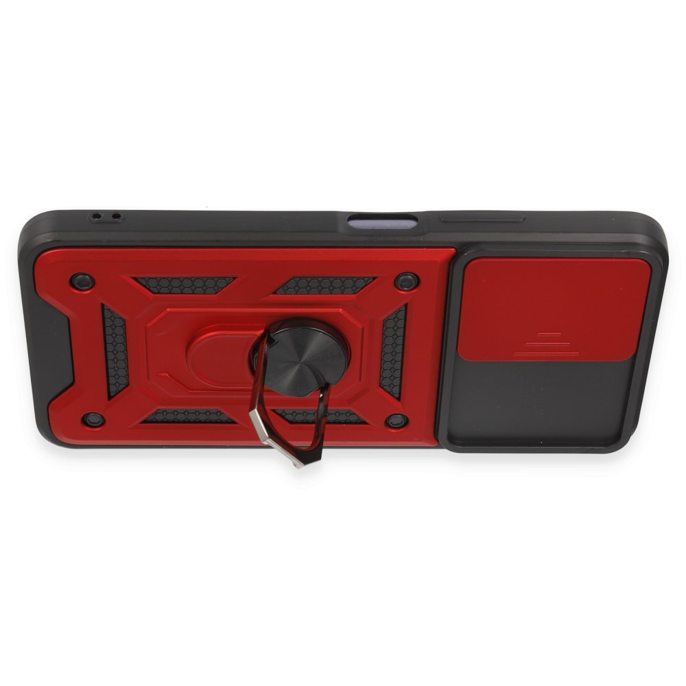 Redmi Note 12 5G Kılıf Pars Lens Yüzüklü Silikon - Kırmızı