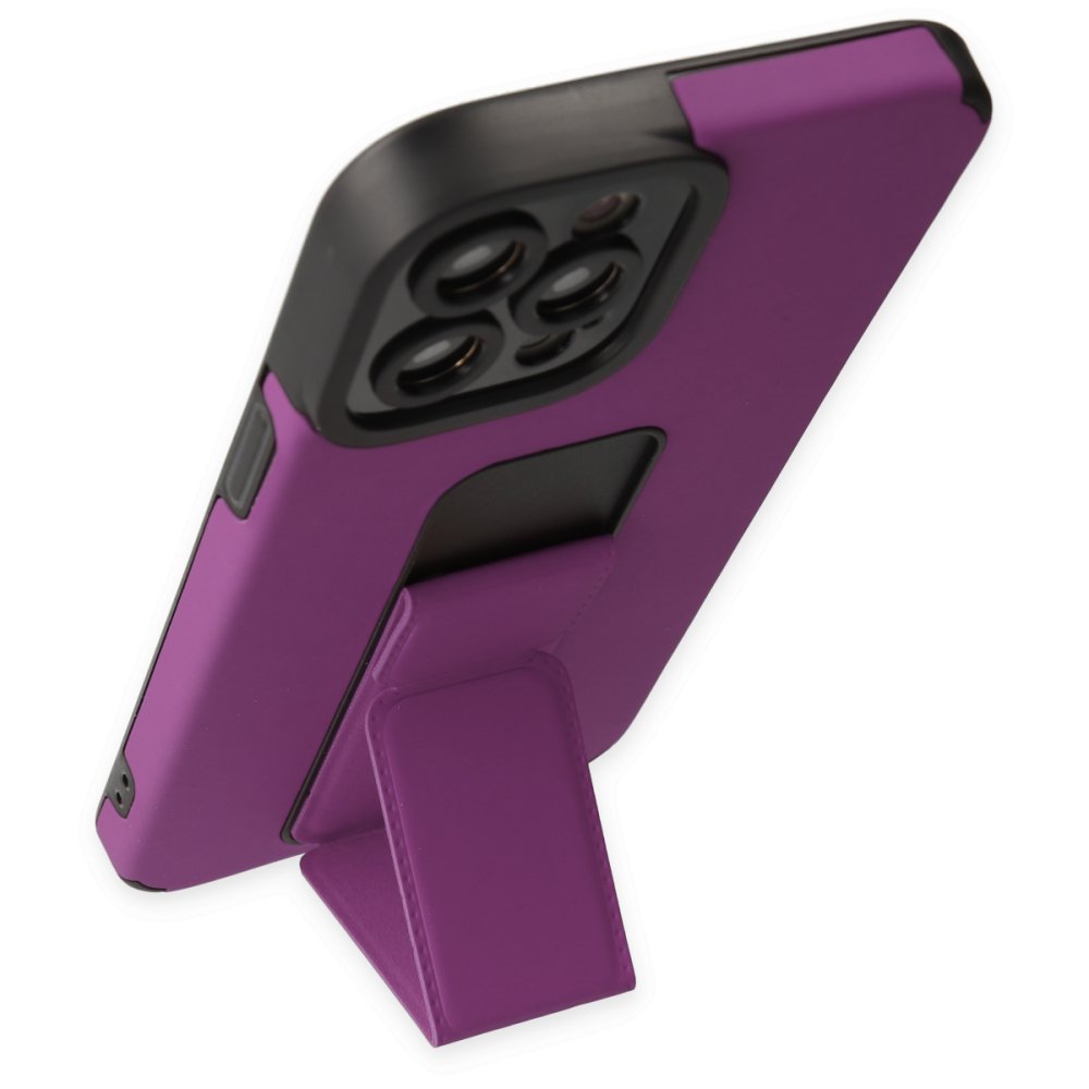 iPhone 12 Pro Max Kılıf Mega Standlı Silikon - Mor iPhone 12 Pro Max Kılıf Mega Standlı Silikon - Mor