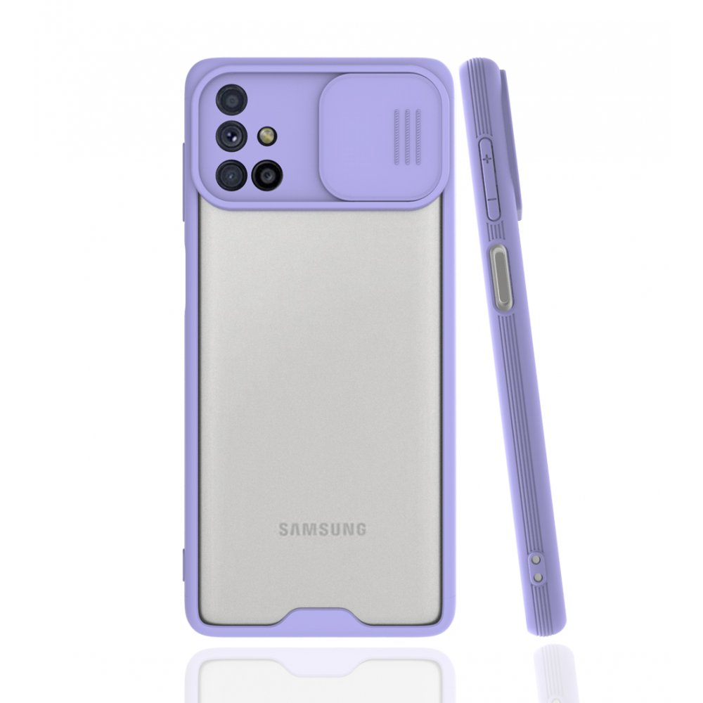  Samsung Galaxy M31S Kılıf Platin Kamera Koruma Silikon - Lila