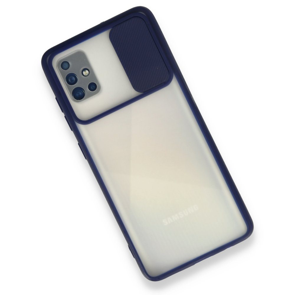  Samsung Galaxy A71 Kılıf Palm Buzlu Kamera Sürgülü Silikon - Lacivert