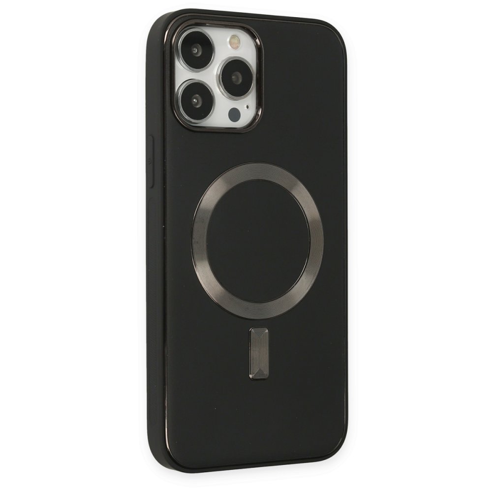  iPhone 13 Pro Kılıf Coco Deri Magneticsafe Silikon - Siyah