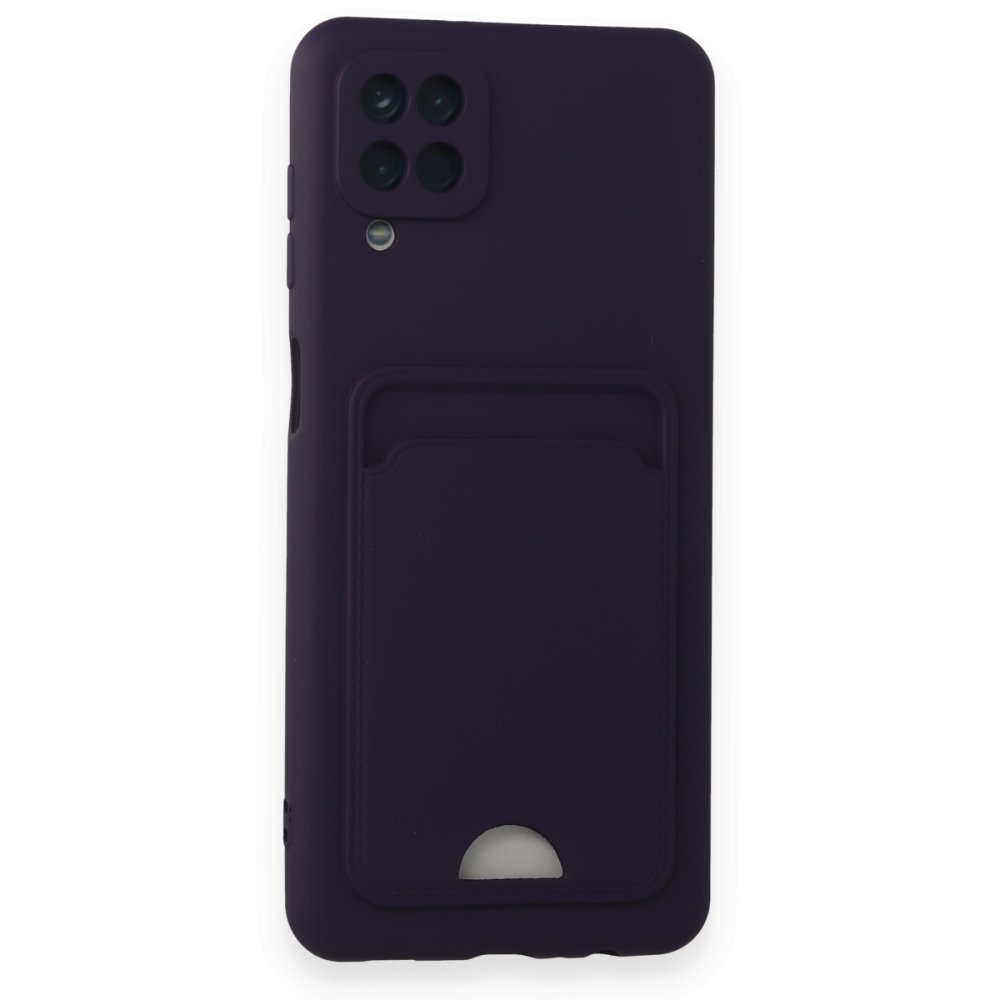  Samsung Galaxy A12 Kılıf Kelvin Kartvizitli Silikon - Derin Mor