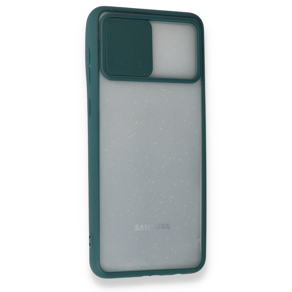  Samsung Galaxy A02 Kılıf Palm Buzlu Kamera Sürgülü Silikon - Yeşil