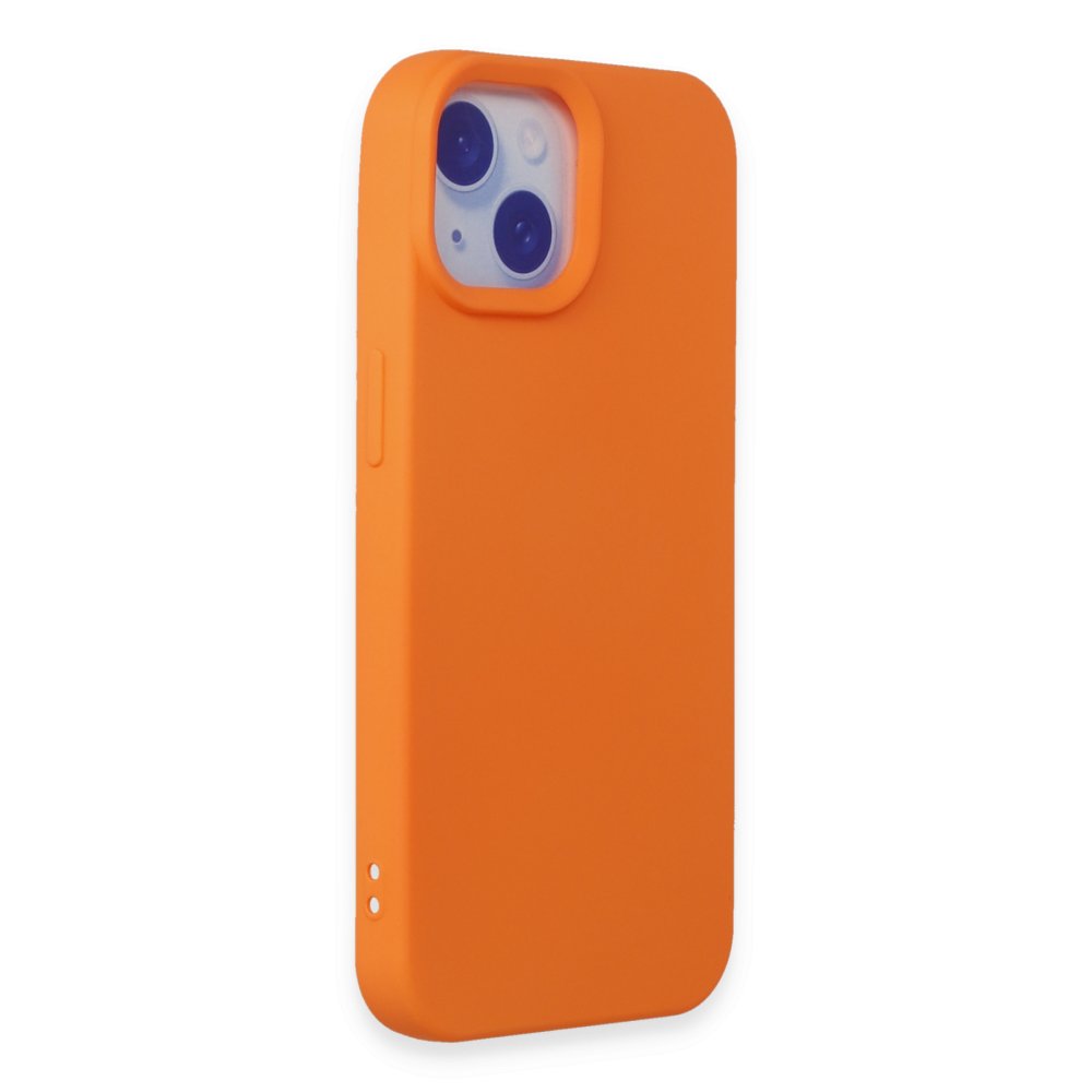iPhone 15 Plus Kılıf Nano içi Kadife Silikon - Turuncu  iPhone 15 Plus Kılıf Nano içi Kadife Silikon - Turuncu