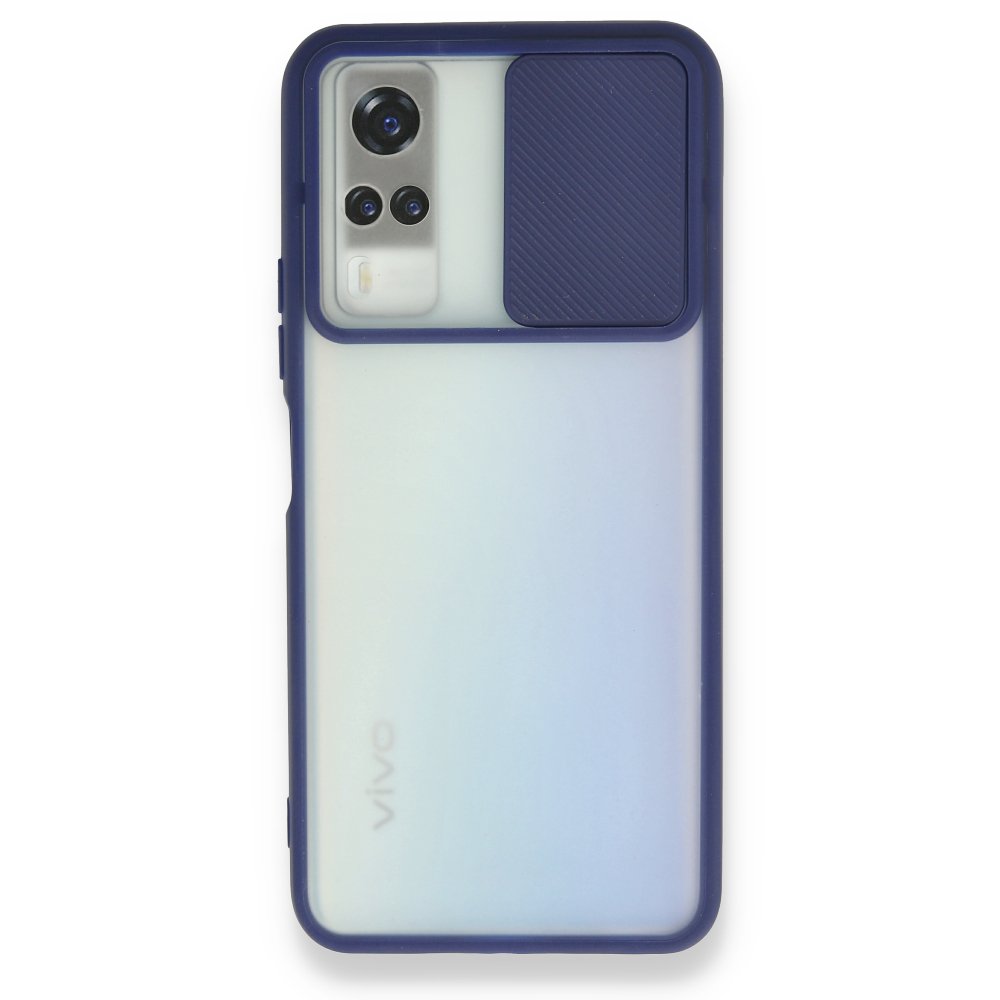  Vivo Y31 2021 Kılıf Palm Buzlu Kamera Sürgülü Silikon - Lacivert