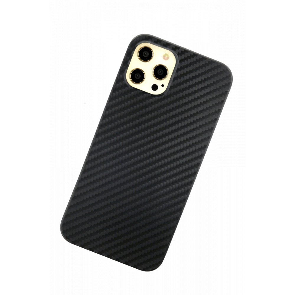  iPhone 12 Pro Max Kılıf Karbon PP Silikon - Siyah