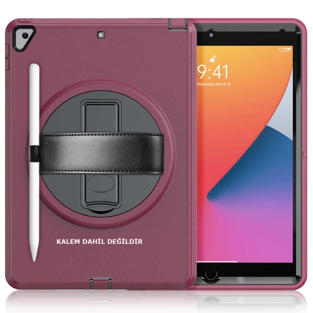  iPad Pro 10.5 Kılıf Hand Strap Tablet Kılıfı - Mürdüm