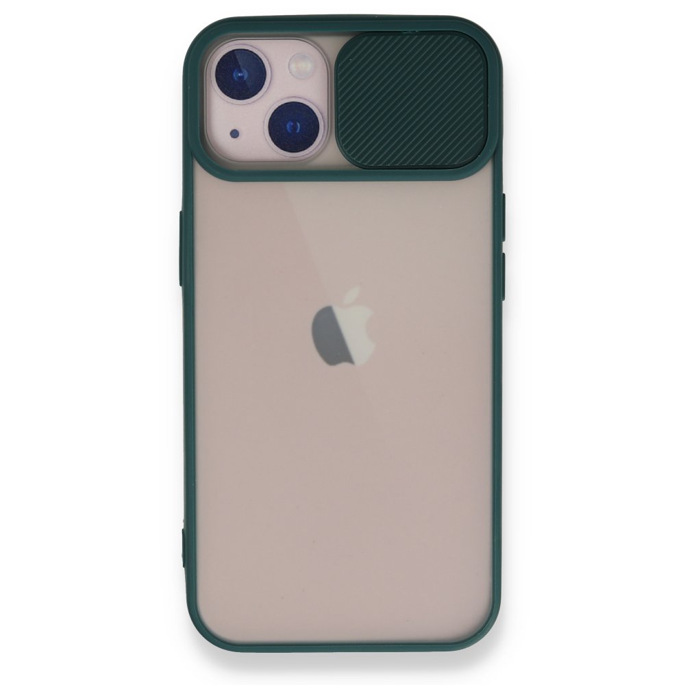  iPhone 13 Kılıf Palm Buzlu Kamera Sürgülü Silikon - Yeşil