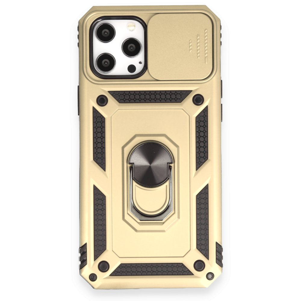 iPhone 12 Pro Max Kılıf Pars Lens Yüzüklü Silikon - Gold