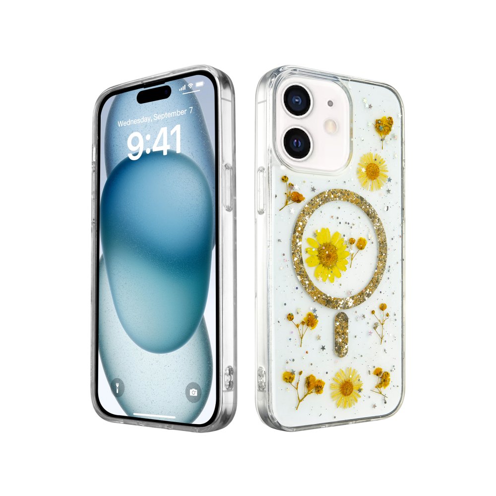  iPhone 11 Kılıf Daisy Simli Magsafe Kapak - Gold