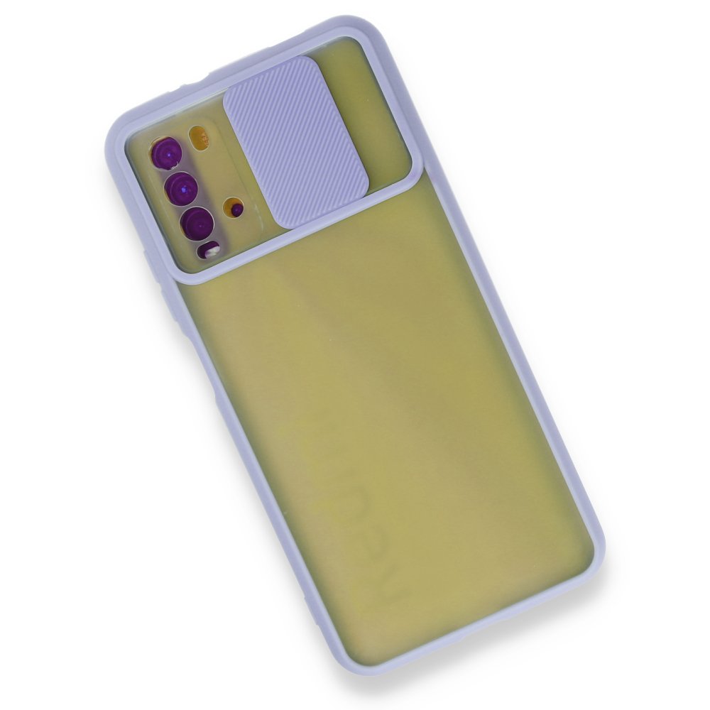 Redmi Note 9 4G Kılıf Palm Buzlu Kamera Sürgülü Silikon - Lila