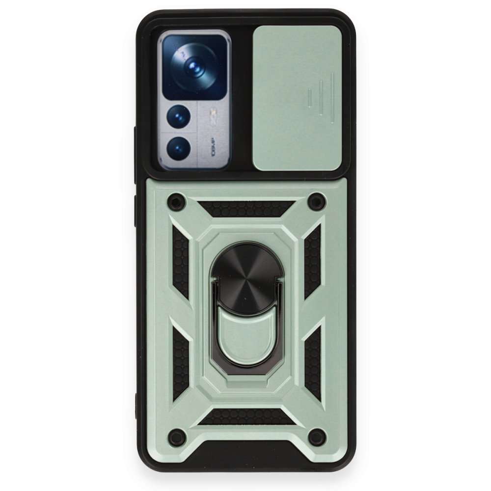  Xiaomi Mi 12T Kılıf Pars Lens Yüzüklü Silikon - Yeşil