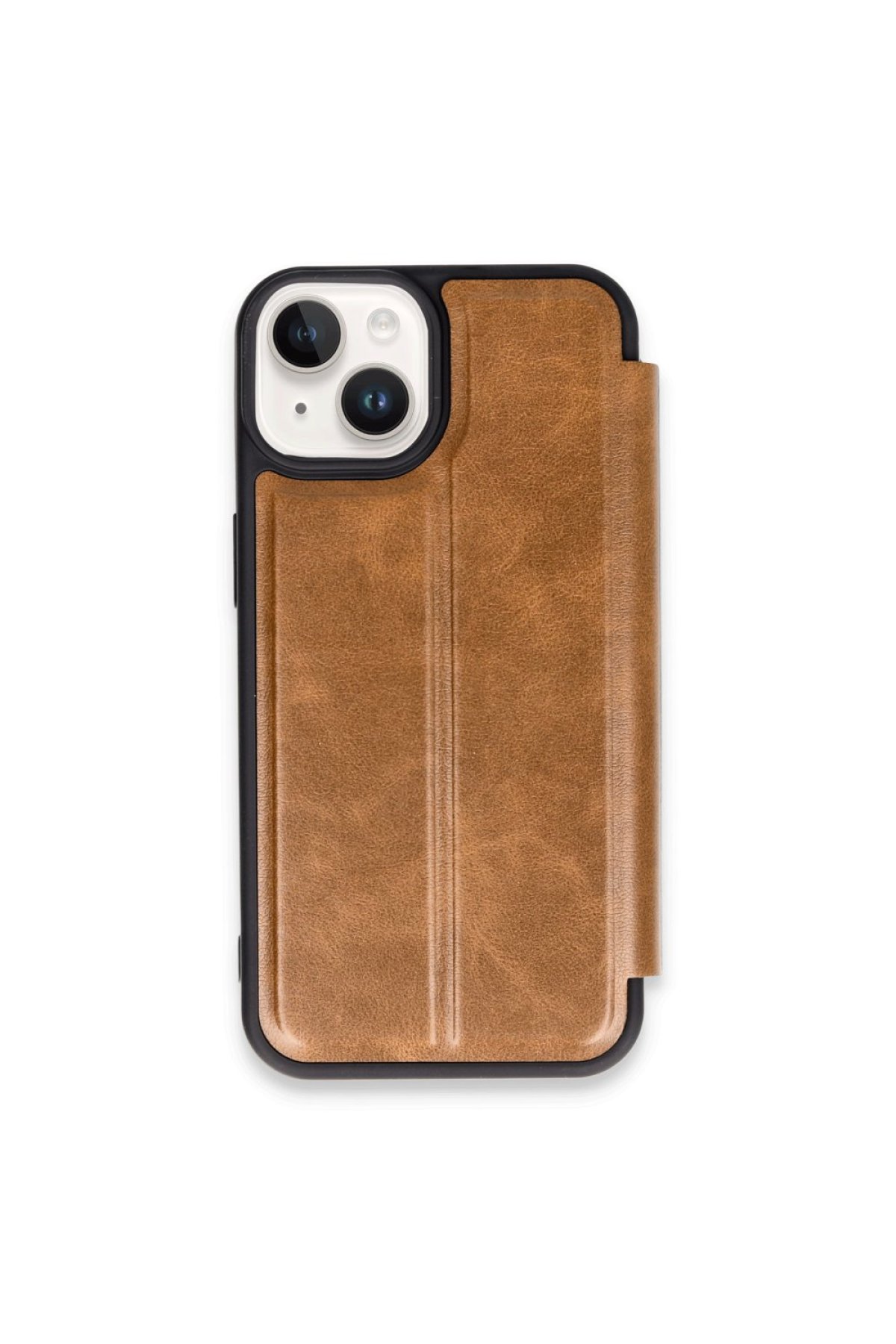  iPhone 15 Kılıf Flip Cover - Taba